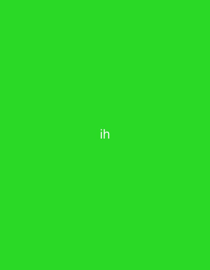 The image depicts a solid, vibrant green background. Centered on this monochromatic field are the two lowercase Latin characters 'ih', rendered in plain white, sans-serif typography. No people, additional subjects, objects, or environmental details are discernible within the frame; the scene is abstract. This image is located in Casablanca, Morocco.