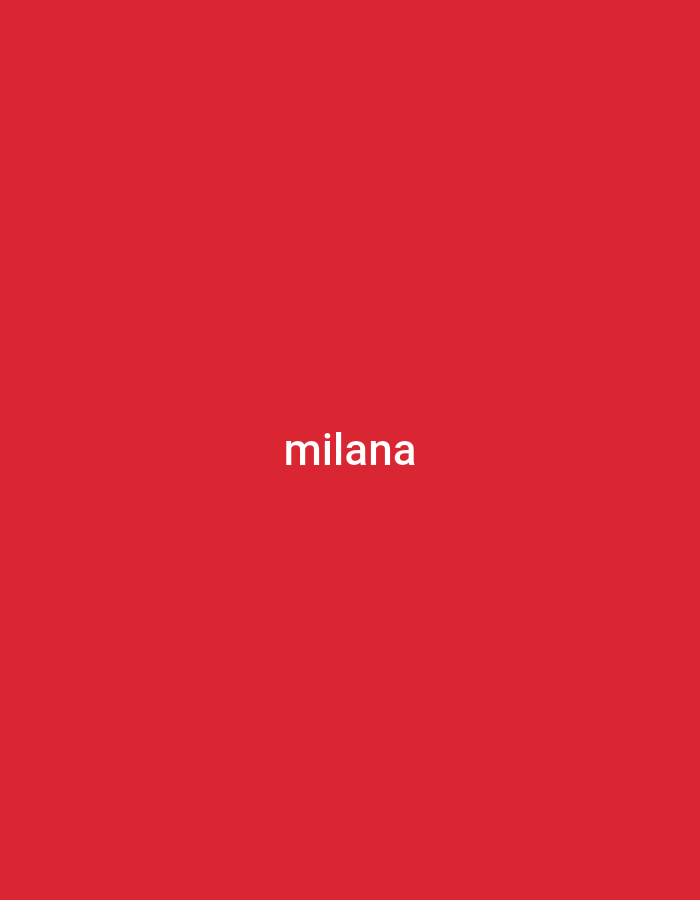 The image is a simple, minimalist design with a solid red background. In the center of the image, the word "milana" is written in white, sans-serif font. There are no other objects, people, or environmental details present. The location in the city of Cricova, Moldova, is not depicted in the image.