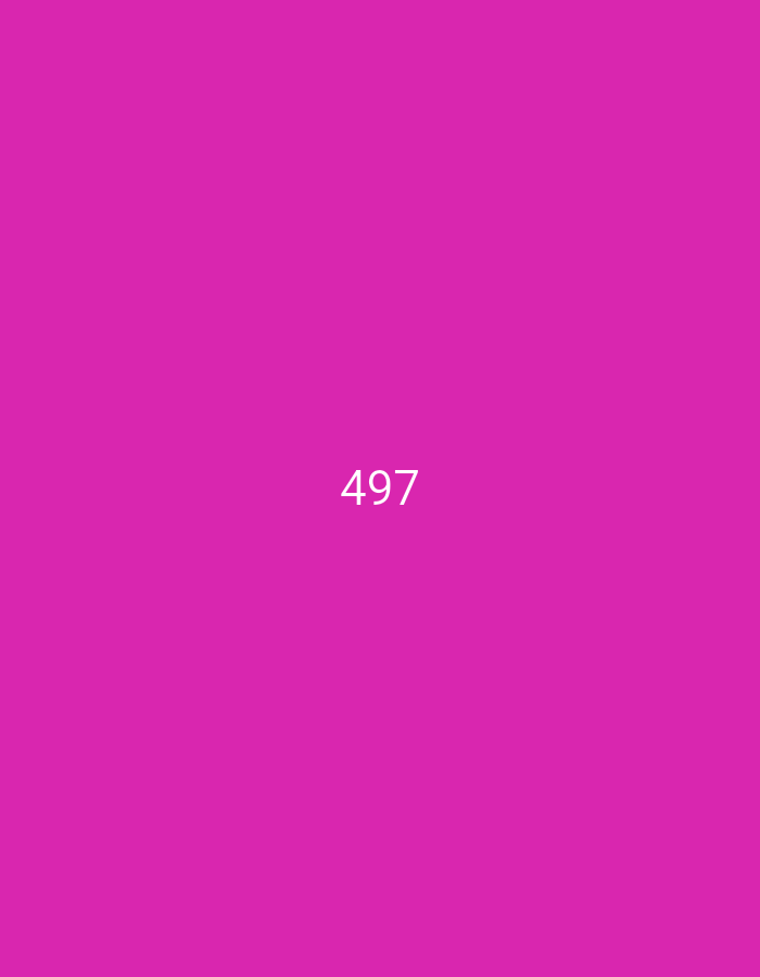 The image is a solid magenta background with the number "497" in white text in the center. There are no people, subjects, objects, actions, interactions, or environmental details to describe beyond the text and background color.