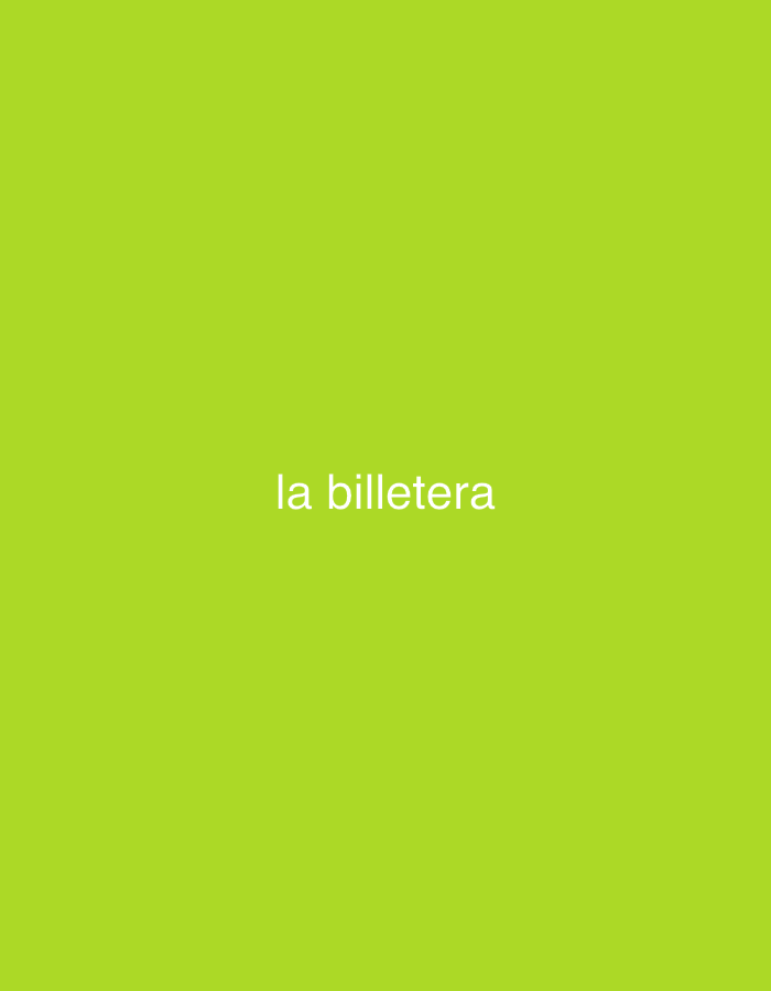 The image displays a minimalist composition featuring white text centered horizontally against a solid, bright lime green background. There are no other visible subjects such as people or objects, and no discernible scene or setting beyond the uniform colored field. No specific activity or event is taking place. Notable details include the vibrant, uniform color of the background and the simplicity of the design. There are no visual cues regarding time of day, weather, or specific location within Santa Ana, Venezuela, or any other place. The only visible text reads "la billetera" in a clear, sans-serif font, appearing in lowercase letters.