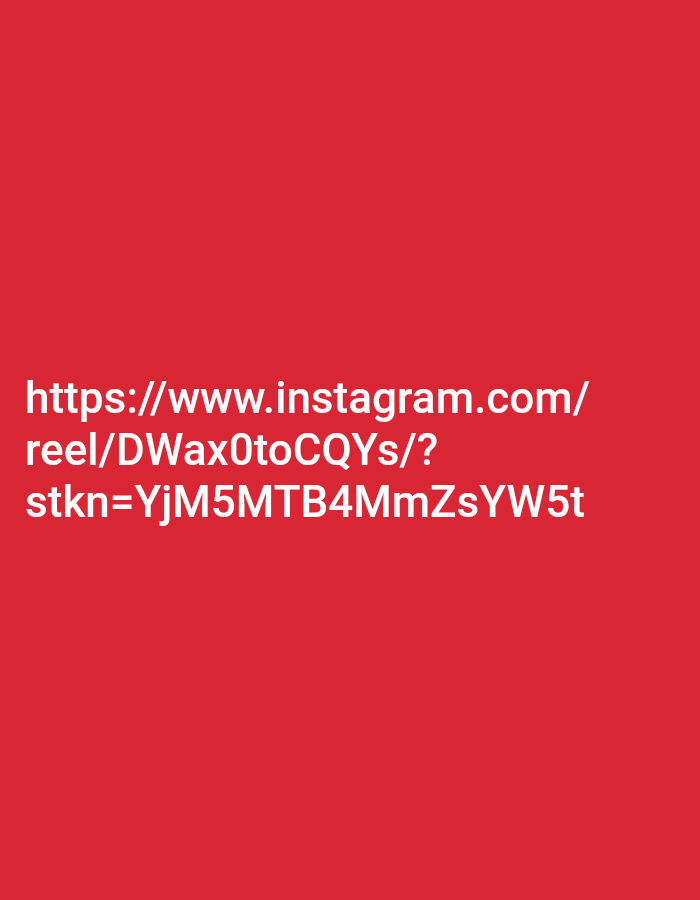 A digital screenshot displays a bright red background with white text. The text reads "https://www.instagram.com/ reel/DWax0toCQYs/? stkn=YjM5MTB4MmZsYW5t". The image is not a photograph of a real-world scene and therefore has no relation to Kendayakan, Indonesia.