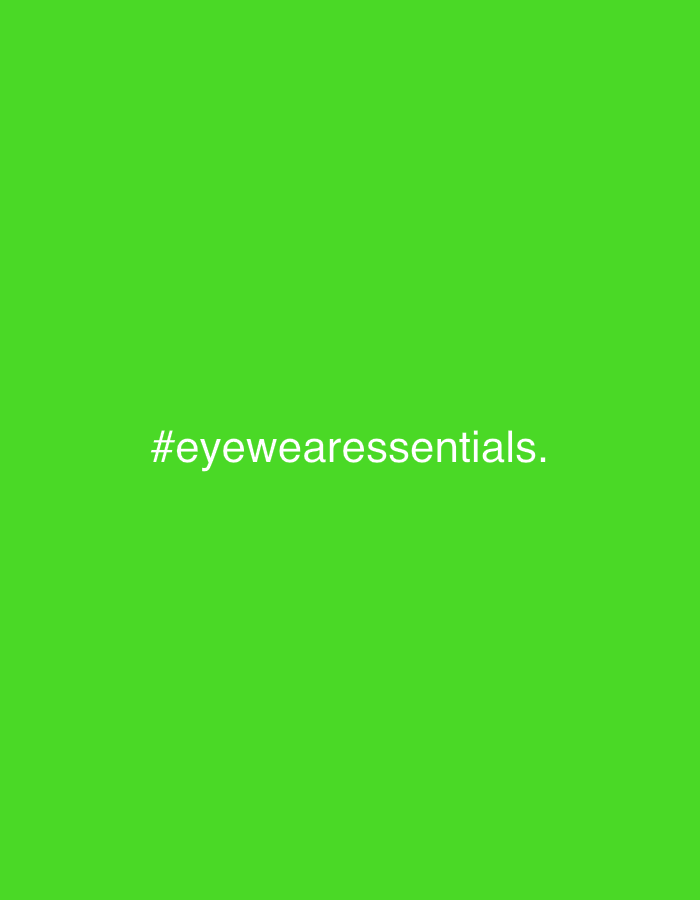 The image is a plain, lime green background with the white text "#eyewearessentials." positioned in the lower center of the frame. There are no other objects or details present. This image provides no indication of being in Šušanj, Montenegro.