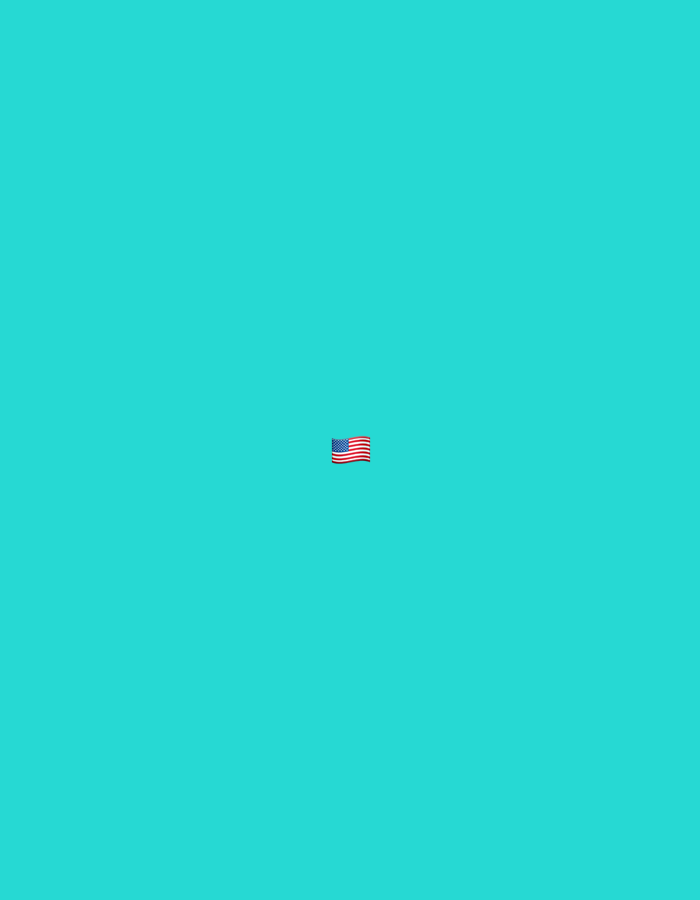 The image is a minimalist, digital graphic featuring a solid, bright cyan background. Centered in the frame is a small emoji or icon of the United States flag. There is no indication of the city of Burgas, Bulgaria, or any urban environment. The scene is devoid of people, specific objects, or discernible actions.