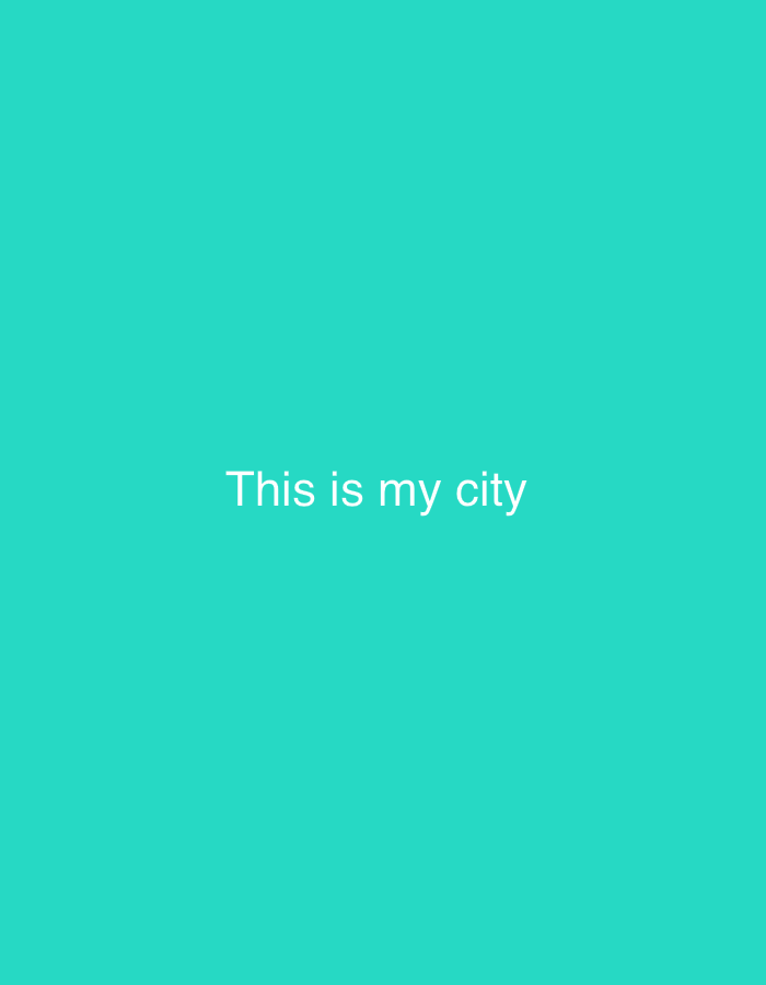 The image is a simple, turquoise-colored background with the white text "This is my city" centered on the image. There is no indication of the city being Jos, Nigeria. The image does not include any people, subjects, objects, actions, interactions, or specific environmental details.