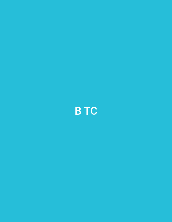 A plain, solid, cyan background features the white text "B TC" centered horizontally and vertically.