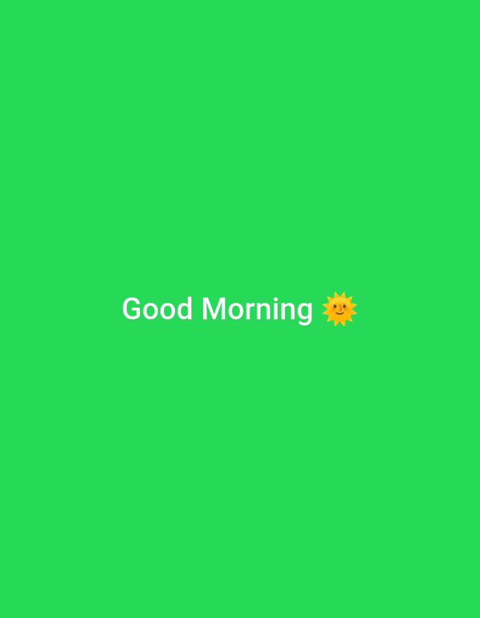 The image displays the text "Good Morning" in white font against a vibrant green background. To the right of the text, there is a yellow emoji of a sun with a smiling face. The scene is a simple graphic, likely a digital image or a screenshot, with no discernible elements related to the city of Jos, Nigeria, or any specific urban environment.