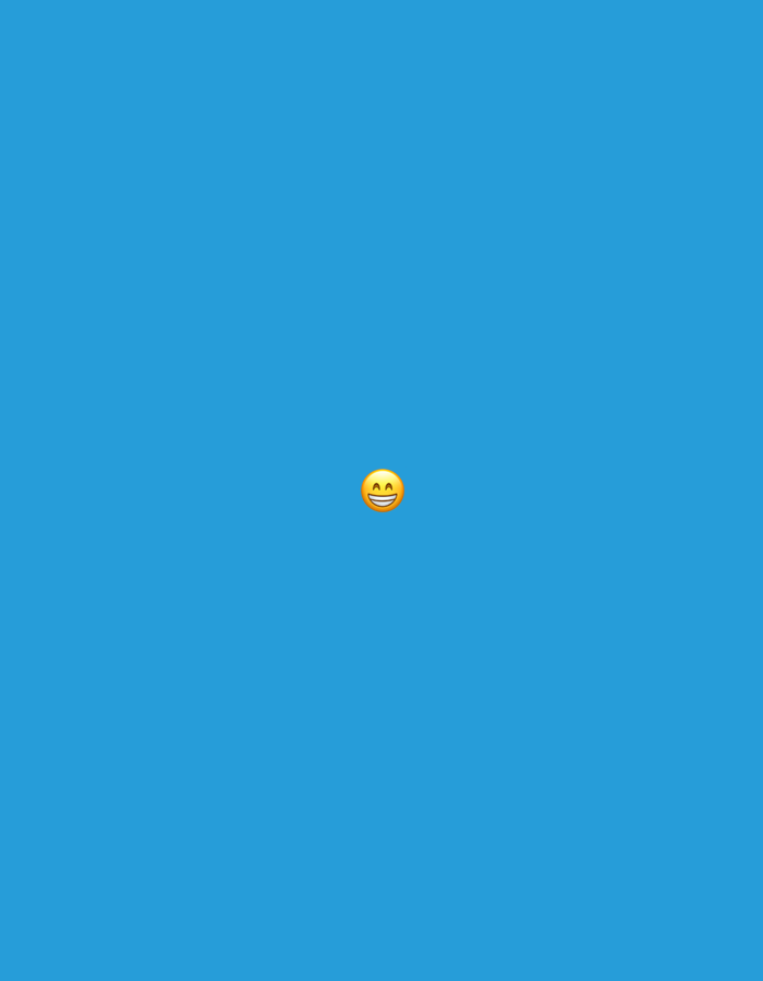 A close-up, centered shot shows a smiling emoji with its eyes closed and a wide grin on a vibrant blue background. The emoji is positioned in the middle of the frame, with no other objects or people visible. There is no discernible location or context provided by the image itself.
