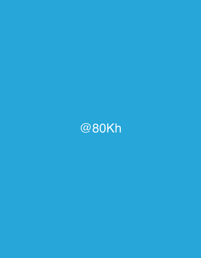 The image is a solid blue background with the text "@80Kh" in white in the center. There is no indication of Casablanca, Morocco, or any other location. The scene is devoid of people, subjects, objects, actions, interactions, and environmental details.
