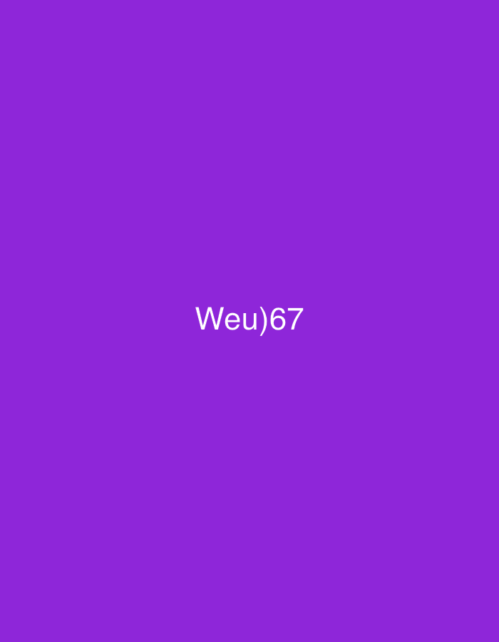 The image displays a solid, uniform purple background. Centered horizontally and vertically on this background is the text "Weu)67" rendered in white, sans-serif font. There are no other discernible subjects, objects, or environmental details present in the image. The image is a graphic representation and contains no visual information or cues that would indicate a physical location, including the city of Casablanca, Morocco.