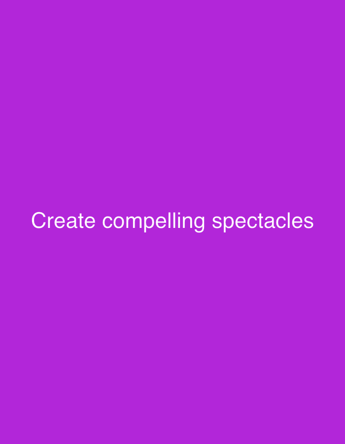 The image is a solid purple background with white text that reads "Create compelling spectacles". There is no discernible information about the city of Kabong, Nigeria, people, subjects, objects, actions, interactions, or the environment.