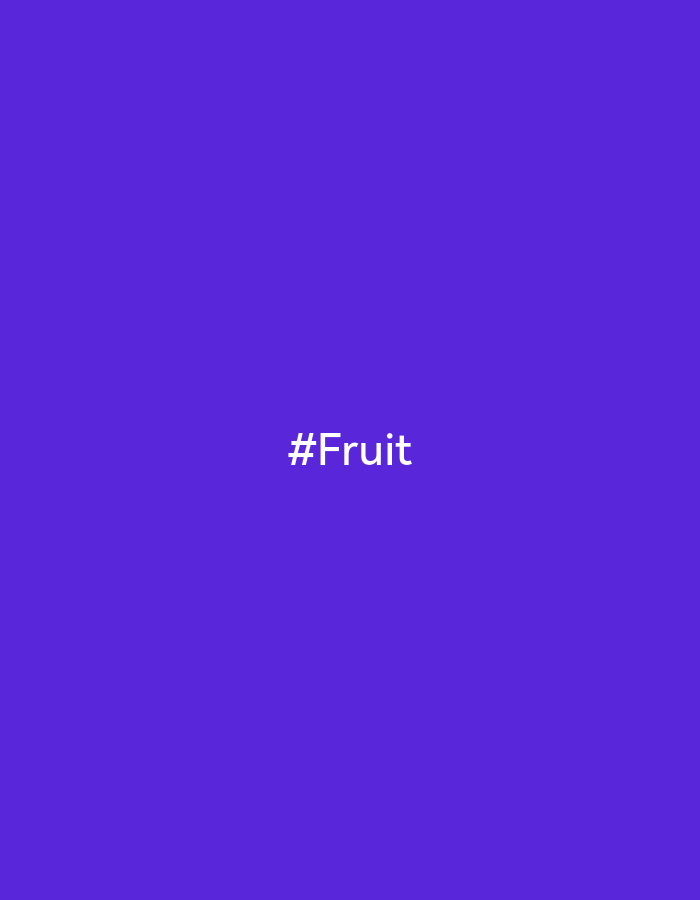 The image is a solid purple background with the text "#Fruit" in white in the center.