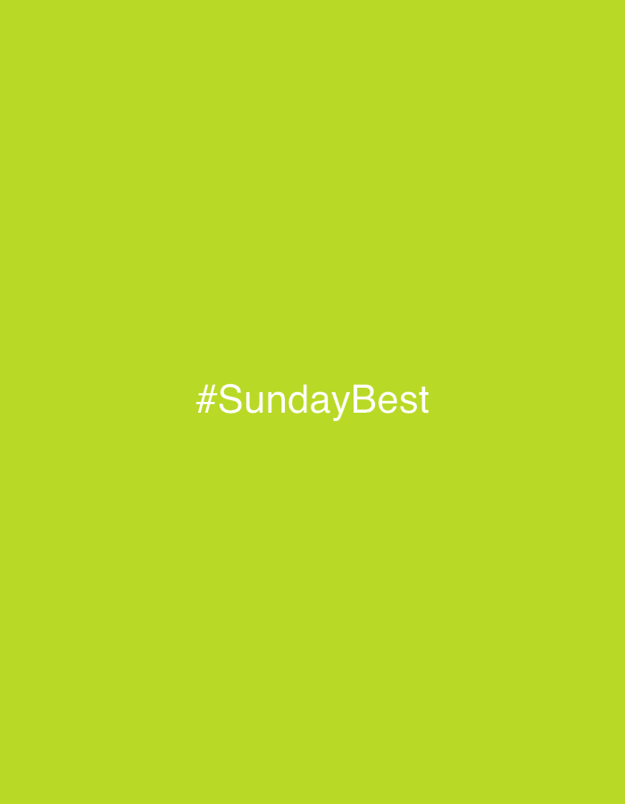 The image is a solid chartreuse green color with the hashtag "#SundayBest" in white text at the center. There is no evidence of a location or of people, subjects, objects, actions, interactions, or environment.