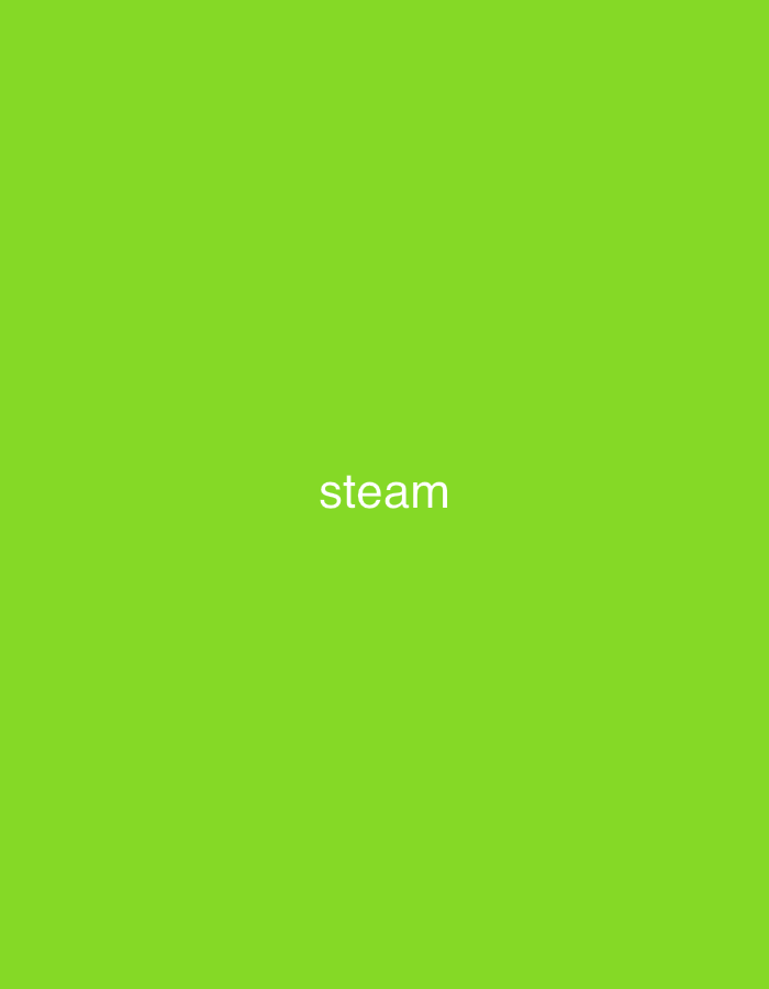 The image is a plain green background with the word "steam" written in white text in the center. There are no other discernible objects, people, or environmental details visible in the image. Therefore, it is not possible to provide any information regarding its location in the city of Востец Снт, Russia.