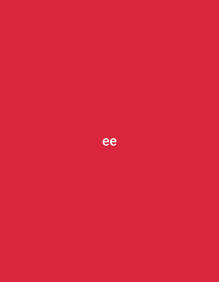 The image shows the letters "ee" in white, centered on a red background. There is no location, people, or other objects visible in the image. The image only contains text on a solid color background.