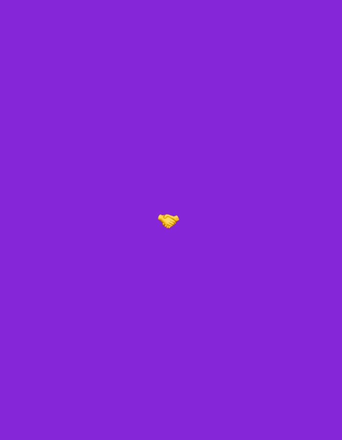 The image is a solid purple background with a small, golden handshake emoji centered in the frame. The location of Perm, Russia is not discernible from the image.