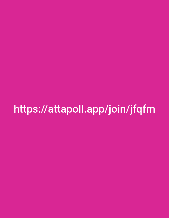 The image is a photograph of a solid magenta background. White text is overlaid on the bottom portion of the image, displaying the URL "https://attapoll.app/join/jfqfm". There are no discernible features indicating a location in Kota Negara Timur, Indonesia, or any subjects, objects, actions, or interactions.