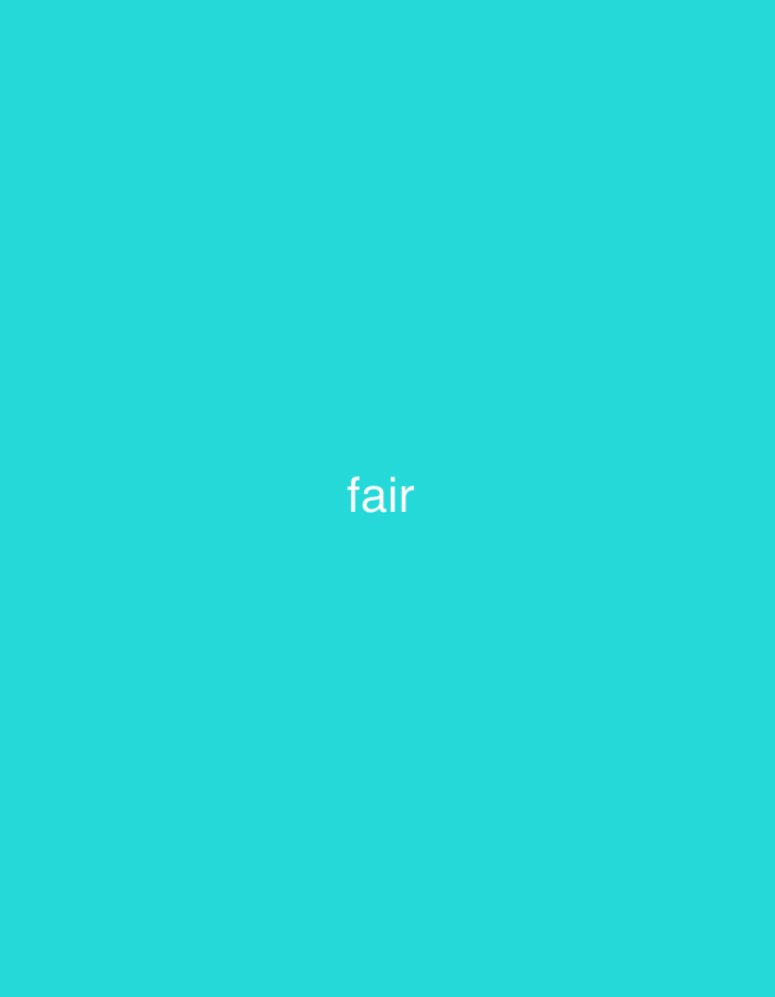 The image displays the word "fair" in white text centered on a solid, vibrant turquoise background. There are no other objects, people, or discernible environmental details present. The location of Mayo Dasa, Nigeria, is not ascertainable from the visual information provided.