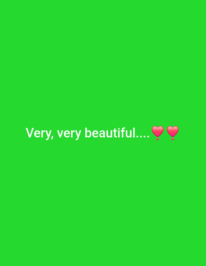 The image is a screenshot of a social media post with a plain green background. Text in white reads "Very, very beautiful....". To the right of the text are two pink heart emojis. The image does not contain any visual information related to the city of Tallinn, Estonia.