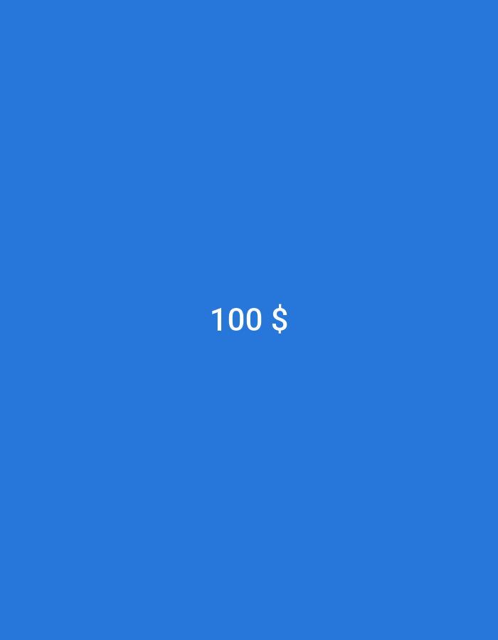 The image is a solid blue background with the text "100 $" in white, centered horizontally and vertically on the screen. There are no people, objects, actions, or interactions depicted. The image does not contain any information about the city of Langsa, Indonesia.