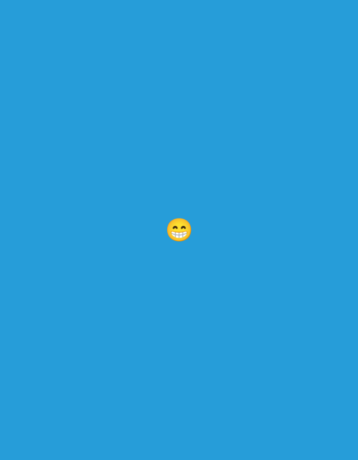 The image is a solid blue background with a yellow emoji in the center. The emoji depicts a grinning face with visible teeth and rosy cheeks. There is no discernible location or context provided in the image, and therefore, it cannot be associated with Wonogiri, Indonesia or any other specific place.