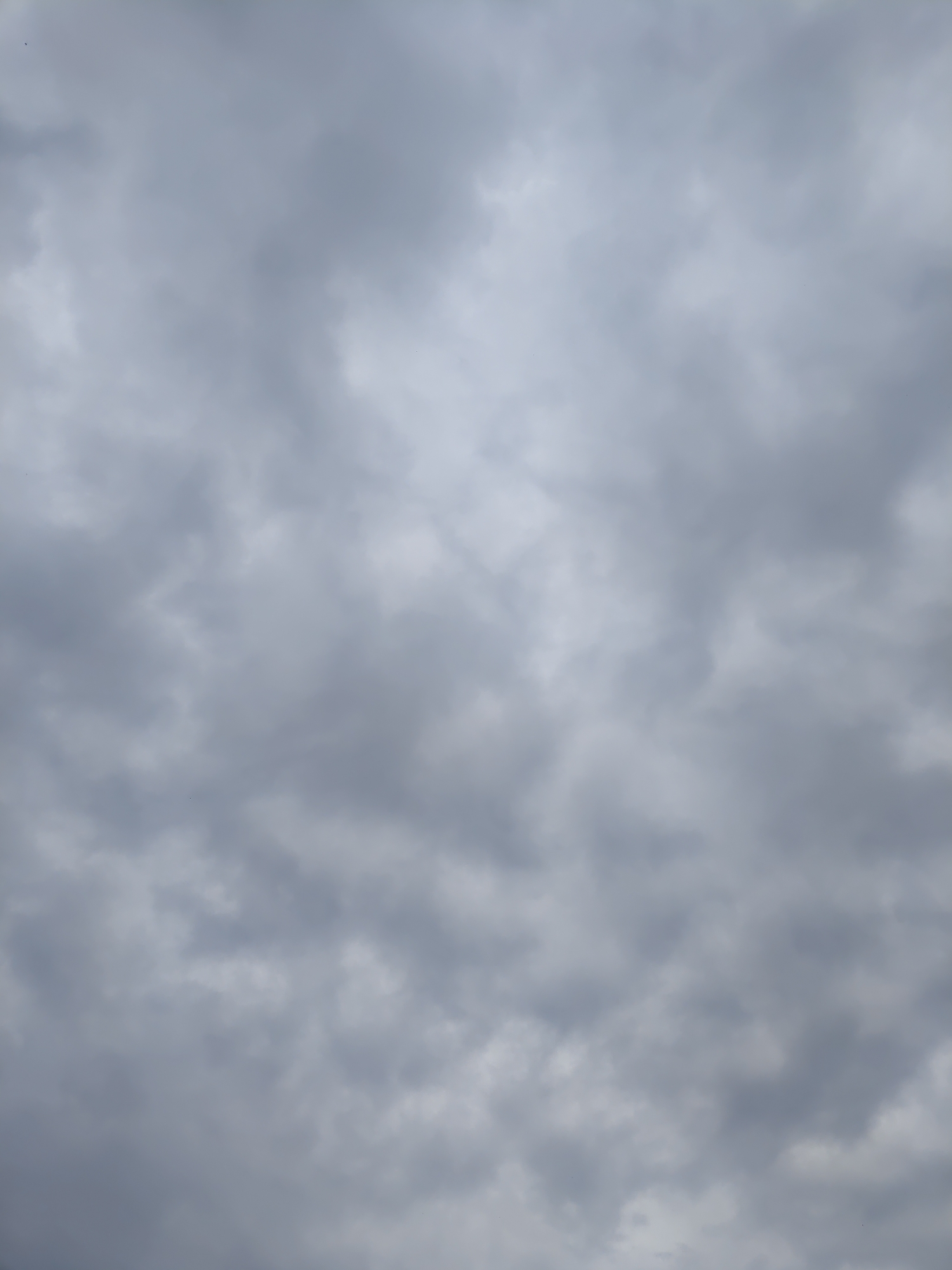 The image shows a sky filled with gray, puffy clouds. The lighting suggests it is daytime, possibly overcast or during twilight. There are no visible objects, people, or actions depicted in the image. The scene is a natural landscape, focusing solely on the cloudy sky. No specific location in Платошино, Russia can be determined from this image.
