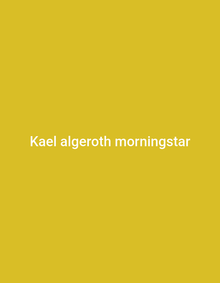 The image displays a solid, uniform mustard yellow background. Centered horizontally and slightly above the vertical midpoint, white text is present. The text reads "Kael algeroth morningstar" in a sans-serif typeface. No other subjects, objects, people, actions, interactions, or environmental details are discernible. The specific location within the city of Medicine Hat, Canada, cannot be determined from the visual information provided in this image.