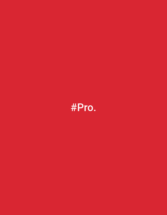 The image features a minimalist design with a solid, vibrant red background. Centered horizontally on this red field is the text "#Pro." rendered in white, sans-serif font, followed by a period. No other subjects, objects, people, or discernible activities are visible. The image is static and abstract, lacking specific cues for time of day, weather, or a particular setting within Quetta City Tehsil, Pakistan. The primary focus is the white text against the stark red backdrop, potentially conveying a message of professionalism or advocacy related to the term "Pro."
