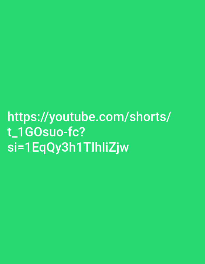 A YouTube Shorts URL is displayed in white text against a bright green background. The URL is split into two lines. The first line reads "https://youtube.com/shorts/". The second line reads "t_1GOsuo-fc?si=1EqQy3h1TlhliZjw". The text is aligned to the left side of the image. No people, objects, actions, interactions, or environmental details, including the city of Bandung City, Indonesia, are visible or inferable from this image.
