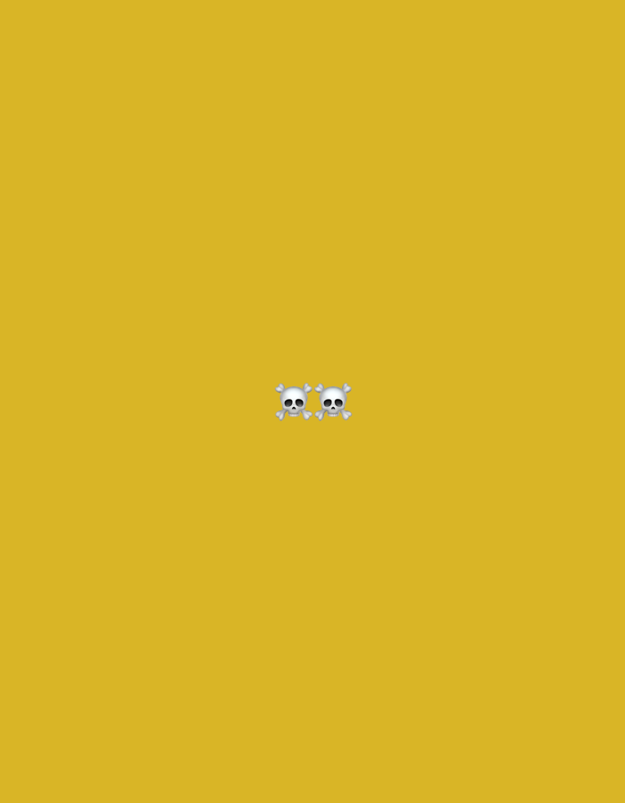 Two skull and crossbones emojis are centered on a yellow background.