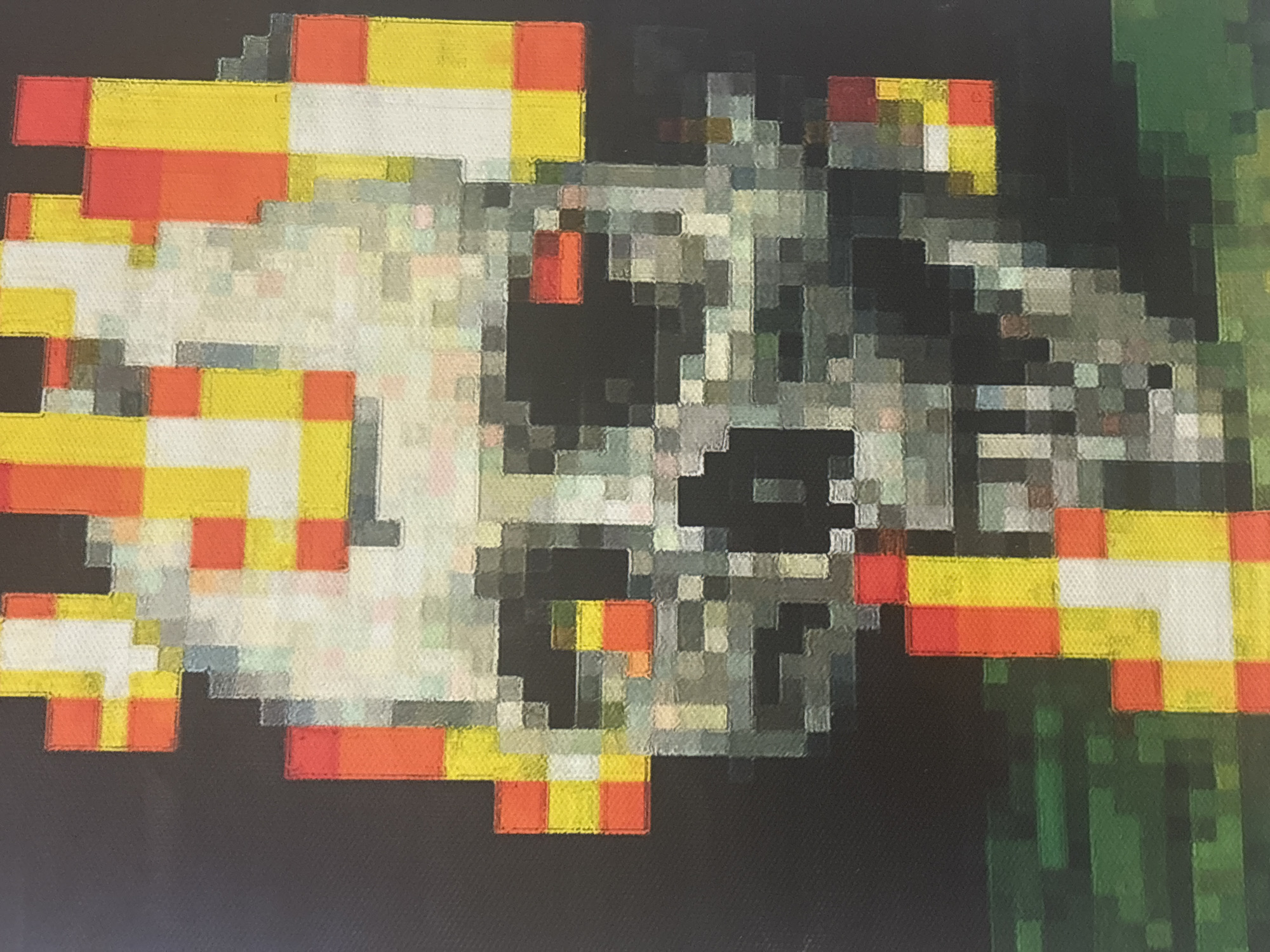 The image depicts a pixelated Wither from the video game Minecraft. The Wither is primarily gray, black, and white, with yellow and orange blocks emanating from its sides, likely representing an attack or magical effect. The background appears to be dark, with some green pixels visible on the right side. It's unclear how this image relates to the city of Troyan, Bulgaria.