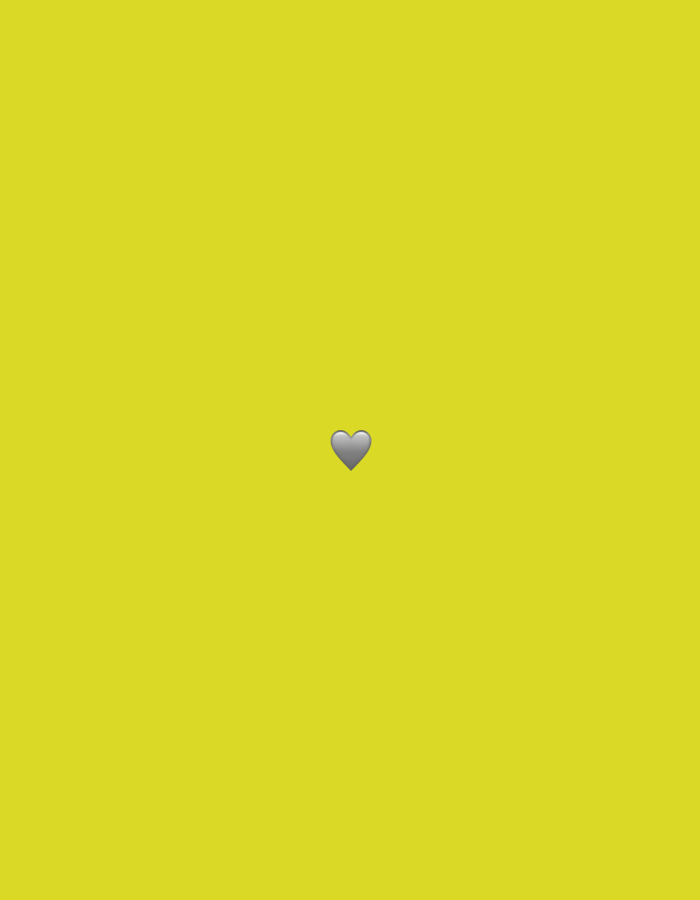 A single gray heart emoji is centered on a bright yellow background. The image does not depict any city, location, or people.