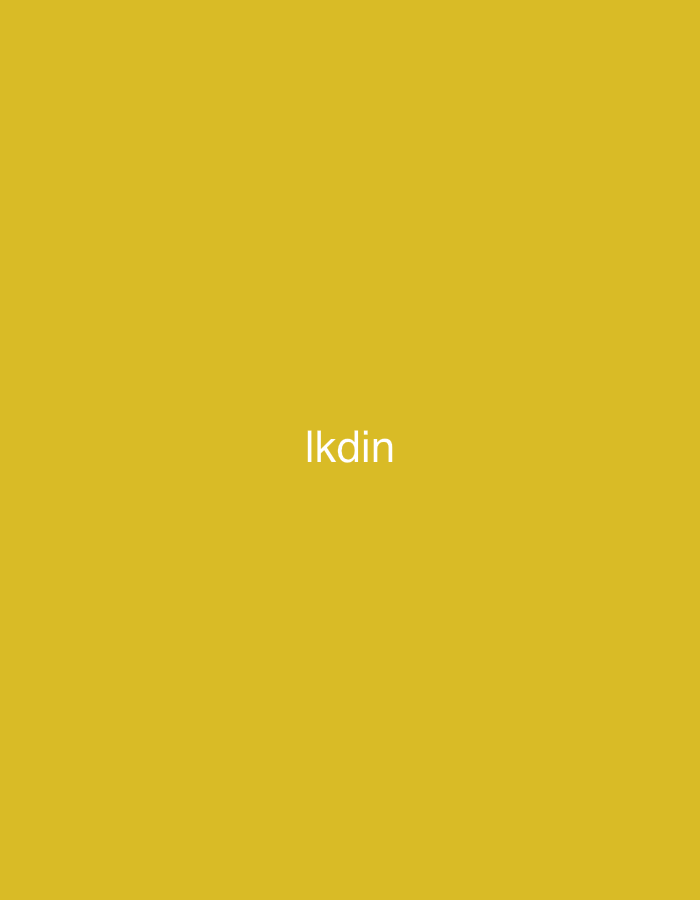 The image displays an abstract graphic with a uniform mustard yellow background. Centrally positioned on this field is the white, lowercase text "lkdin" rendered in a sans-serif typeface. No physical environment, individuals, objects, actions, or interactions are depicted within the image's content. Consequently, the image does not portray a discernible location in the city of Casablanca, Morocco, or any other geographical setting.