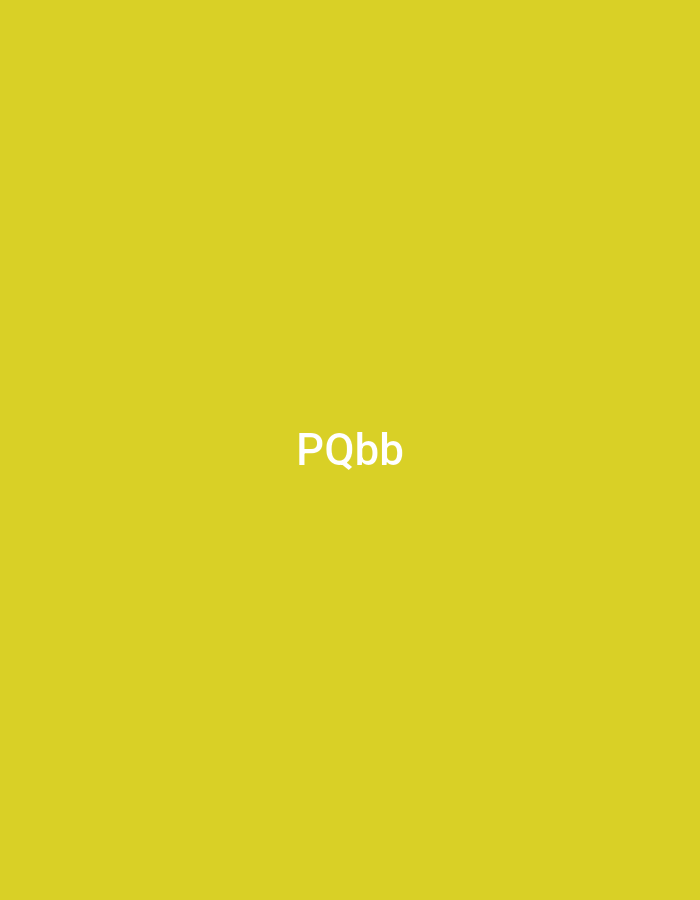 The image displays a uniformly colored, solid yellow background. Centered precisely within this monochromatic field is the text "PQbb," rendered in white, sans-serif characters. The characters consist of an uppercase P, an uppercase Q, and two lowercase b's. There are no other discernible subjects, objects, people, actions, or environmental details present. The image provides no visual cues or identifying information to indicate a specific geographic location, including the city of Casablanca, Morocco.