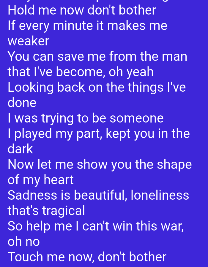 The image contains text on a blue background. The text appears to be lyrics from a song. There is no information about the city of Duman, Indonesia, in the image.