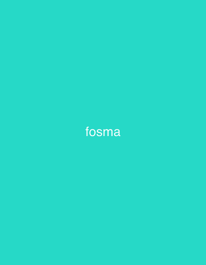 The image displays a minimalist graphic design with the word "fosma" rendered in white, sans-serif typography. The text is centrally positioned against a solid, vibrant turquoise background. There are no discernible people, objects, or additional elements in the scene. No specific activity or event is depicted. The image is characterized by its bright, uniform color palette and the clear presentation of the word "fosma" as its sole subject. There are no visible cues indicating time of day, weather, or a specific location within the image itself.
