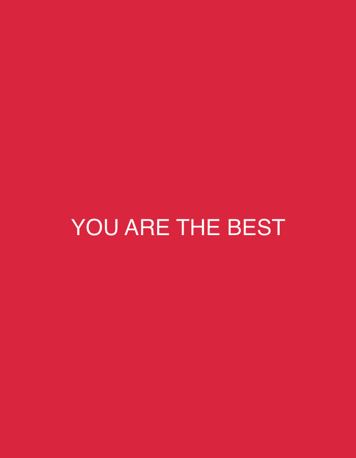 The image displays a uniform, solid red background. White, sans-serif uppercase text, horizontally centered and positioned in the lower-middle portion of the frame, reads "YOU ARE THE BEST". No people, subjects, objects, environmental features, or contextual elements are discernible within the image. There is no information present to determine a specific physical location, including whether it is situated in Sofia, Bulgaria, or any other geographic area.