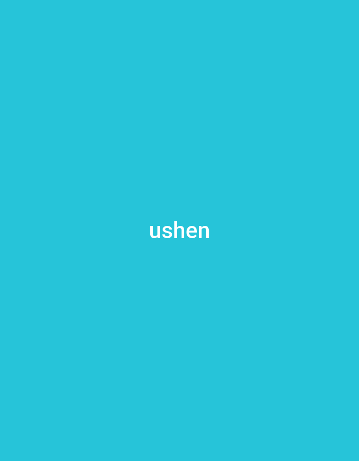 The image features a solid, vibrant turquoise-blue background. Centered on this plain background is the word "ushen," written in white, lowercase sans-serif letters. There are no people, objects, or a discernable scene depicted. No activity or event is taking place. The image offers no visual cues regarding time of day, weather, or any specific location details within Yerevan, Armenia, despite the provided context. The focus is solely on the text against a monochromatic field.