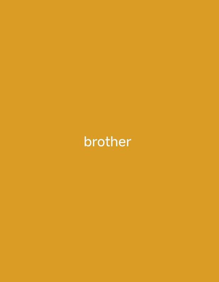 The media file is a static image featuring the word "brother" displayed in white, sans-serif font against a plain, warm ochre background. The text is centered horizontally and vertically within the frame. There are no other discernible subjects, objects, scenes, or activities depicted. The lighting appears even, suggesting an indoor setting or an overcast day, with no specific time of day or weather conditions evident. The location context provided is Tabari Jauro Manu, Nigeria, but there are no visual cues within the image itself to confirm this. The overall impression is minimalist and stark, with the focus solely on the written word.