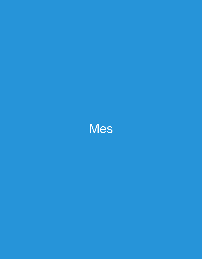 The image displays a solid, uniform blue background. Centered on this background, in white sans-serif capital and lowercase letters, is the word "Mes." The text is clearly legible due to high contrast with the background. No other objects, subjects, people, actions, or interactions are visible. The scene is devoid of any environmental or contextual elements that could indicate a specific geographical location, thus precluding identification of the city of Casablanca, Morocco.