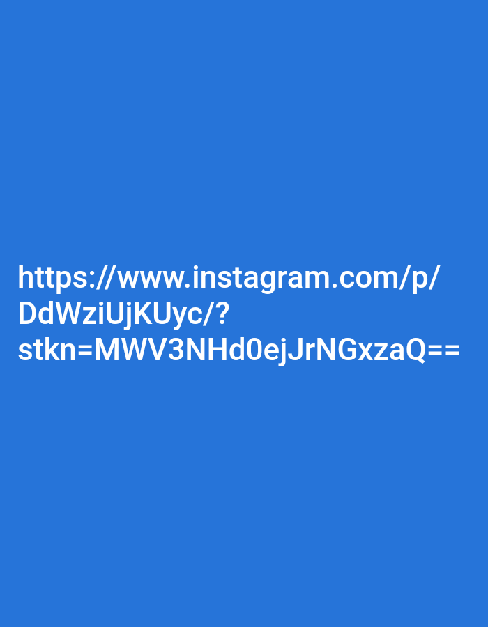 The image is a digital screenshot displaying a web URL on a solid blue background. The text is white and is divided into two lines. The first line reads "https://www.instagram.com/p/". The second line reads "DdWziUjKUyc/?stkn=MWV3NHd0ejJrNGxzaQ==". There is no information about Kendayakan, Indonesia or any people, subjects, objects, or actions present.