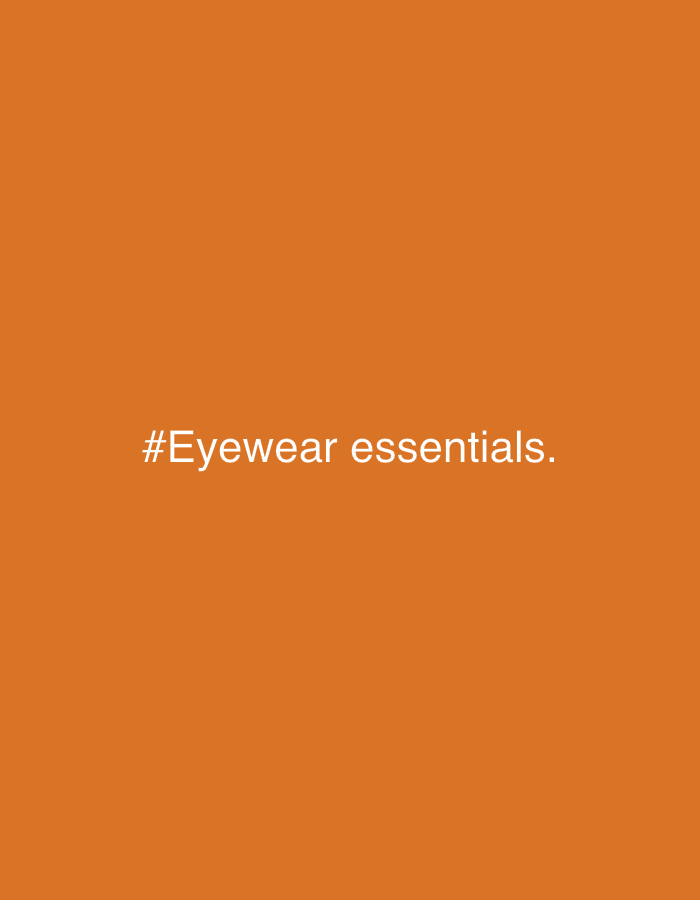 The image is an orange background with the white text "#Eyewear essentials.". There is no depiction of Chaikovsky, Russia, or any people, objects, actions, or interactions.