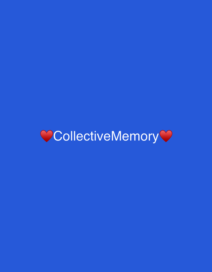 This media file is a digital image with a solid royal blue background. Centered on the image are two red heart emojis, one on either side of the text "CollectiveMemory" which is written in white, sans-serif font. The image appears to be a graphic or a logo, possibly for a social media post or a brand. There are no people, objects, or scene depicted, only the text and emojis against the plain background. The emotions conveyed are positive due to the presence of the heart emojis. No time of day, weather, or specific location cues are visible in the image itself, other than the provided context that the location is Sofia, Bulgaria. The overall presentation is simple and direct, with the text "CollectiveMemory" being the most prominent element.