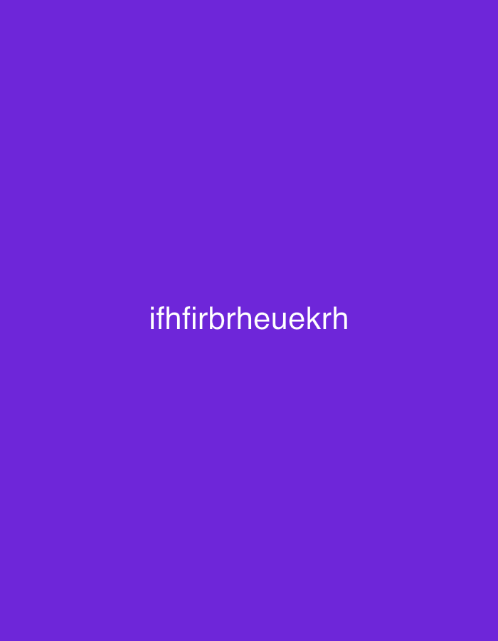 The image is a plain, flat graphic with a solid purple background. Centered on the graphic, in white text, is the string "ifhfirbrheuekrh". There are no other discernible subjects, objects, scenes, or activities taking place. The background is uniform, offering no clues about the time of day, weather, or location. The text appears to be a random assortment of letters, possibly a placeholder or a code.