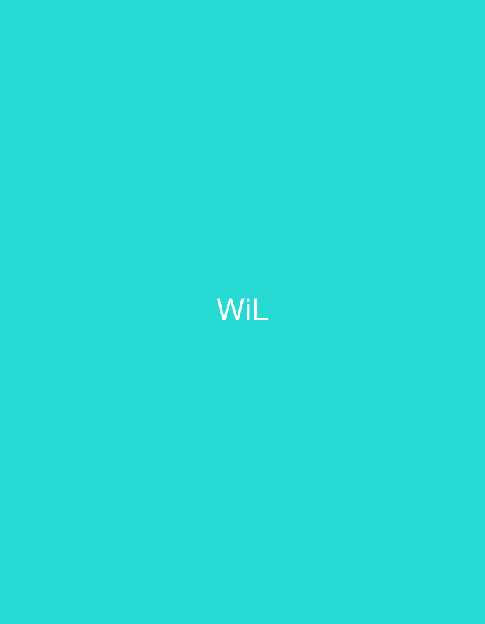 The image presents a solid, uniform teal-colored background. Centrally positioned on this background is the text "WiL" rendered in white, sans-serif capital letters for 'W' and 'L', and a lowercase 'i'. The composition is entirely graphical, devoid of any discernible people, objects, complex scenes, or interactions. No specific environmental features, landmarks, or geographical indicators are visible within the image to suggest a particular physical location, including any area within the city of Casablanca, Morocco.