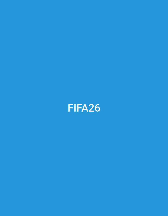 The image displays a solid, uniform blue background. Centrally positioned, white sans-serif text clearly reads "FIFA26." The scene, located in the city of Casablanca, Morocco, depicts no discernible people, specific subjects, objects beyond the text, actions, interactions, or additional environmental elements apart from the monochrome blue field.