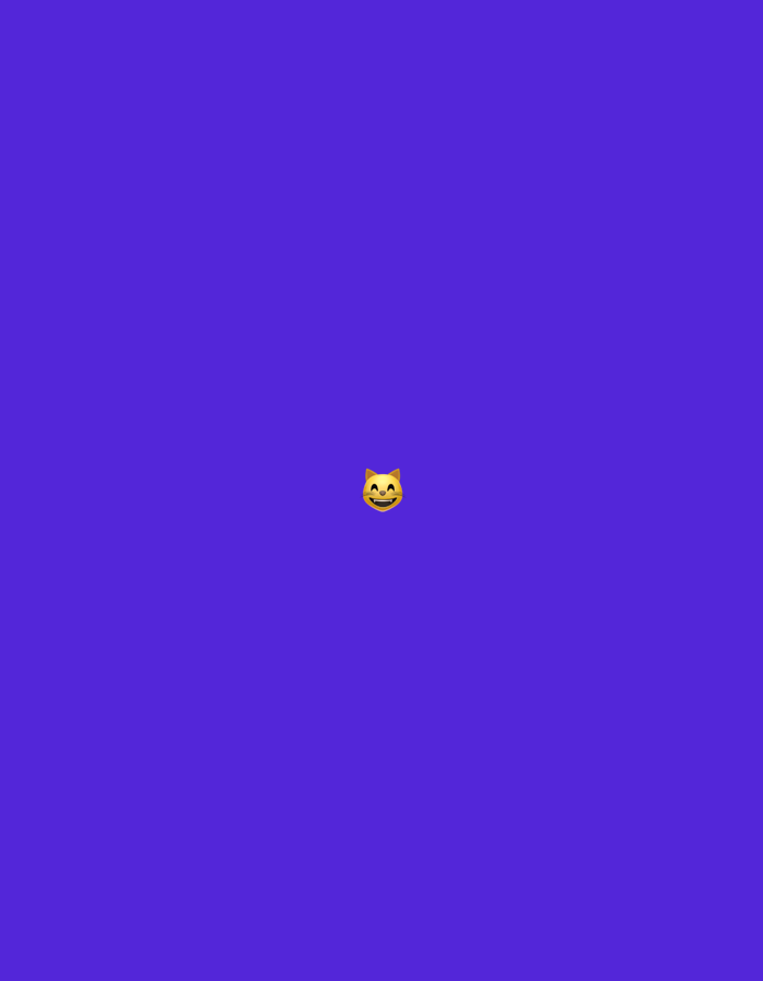 The image, reportedly situated in the city of Santa Ana, Venezuela, displays a solid, uniform purple background. A single digital graphic, specifically a yellow-orange cat emoji depicting a grinning face with smiling eyes and visible teeth, is centrally positioned within the frame. There are no other discernible subjects, objects, or actions present in the scene, which consists solely of the abstract color field and the emoji.