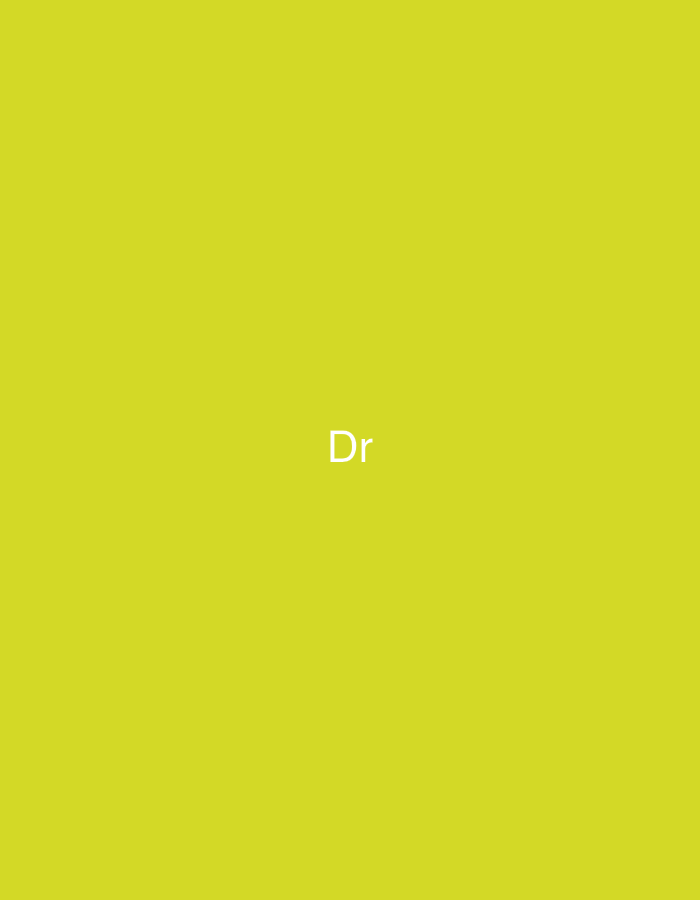 The image displays a uniform, solid yellowish-green background. Centered on this background are the white, sans-serif letters 'Dr'. No other subjects, objects, people, actions, or environmental details are present or discernible within the frame. While the image itself contains no visual markers of location, it is contextually associated with the city of Casablanca, Morocco.
