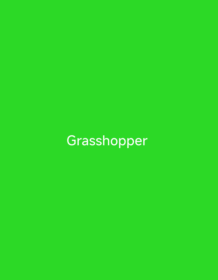 The image is a digital graphic with a solid, vibrant green background. Centered within the frame, in white text, is the word "Grasshopper". There are no people, objects, or scene details depicted beyond the text and background. The lighting appears uniform, and there are no indicators of time of day or weather. The location context provided as "Jauro Yinu, Nigeria" does not have any visual representation within the image itself.