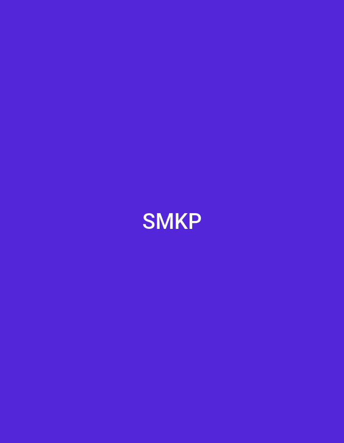 The image displays the white capitalized text "SMKP" centered horizontally and vertically on a solid, uniform purple background. There are no other visual elements, figures, objects, or environmental details present in the image that would allow for the identification of a specific geographic location, including the city of Casablanca, Morocco.