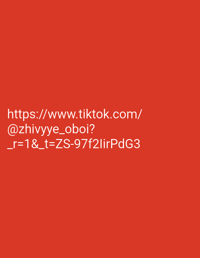 The image displays text on a red background. The text is white and reads: "https://www.tiktok.com/@zhivye_oboi?_r=1&_t=ZS-97f2lirPdG3". There is no information in the image to determine its location in Berdsk municipality, Russia.